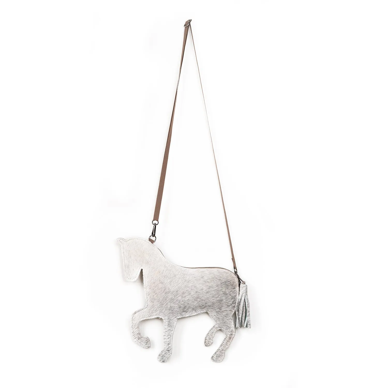 Horsie In Grey & Brown Hair On Leather