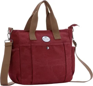 HUA ANGEL Canvas Everyday Tote Bags for Women Medium Crossbody Purses Handbags with Multiple Pockets for Work Travel Beach