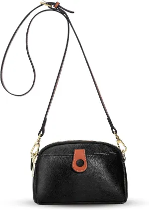 HUA ANGEL Small Crossbody Bag for Women, Lightweight Leather Mini Shoulder Bag Travel Cellphone Pouch Satchel Bag with Strap