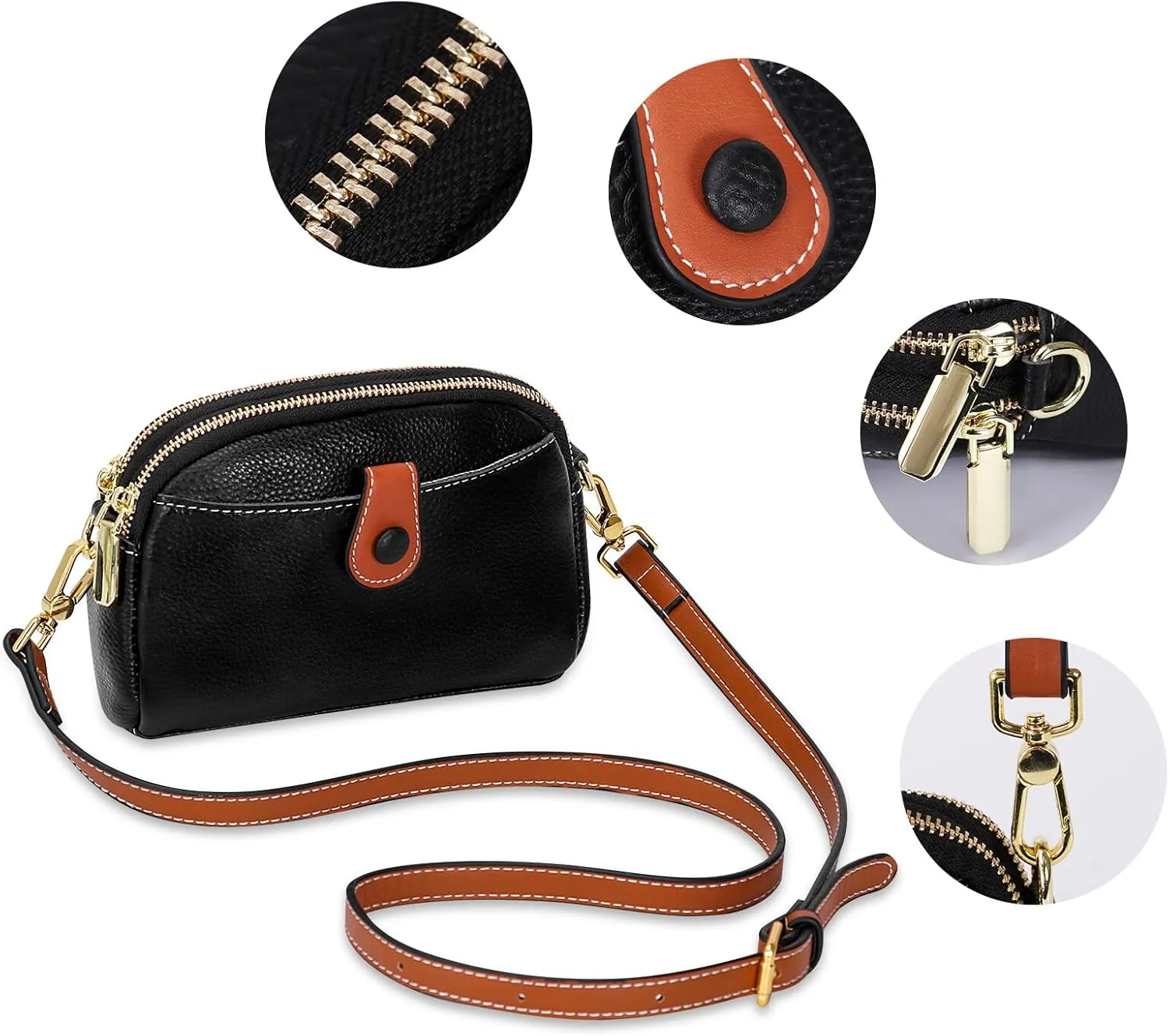 HUA ANGEL Small Crossbody Bag for Women, Lightweight Leather Mini Shoulder Bag Travel Cellphone Pouch Satchel Bag with Strap