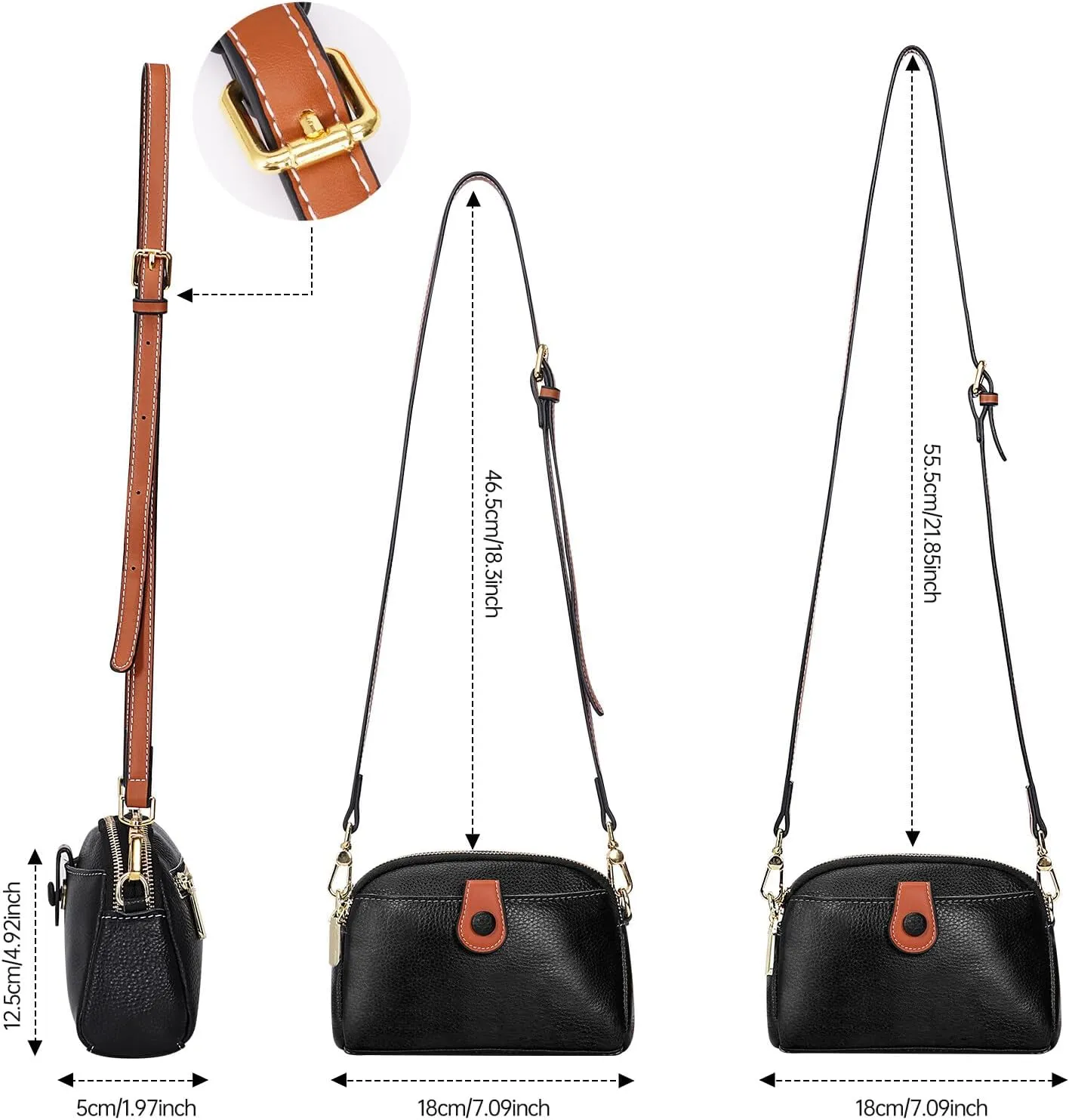HUA ANGEL Small Crossbody Bag for Women, Lightweight Leather Mini Shoulder Bag Travel Cellphone Pouch Satchel Bag with Strap
