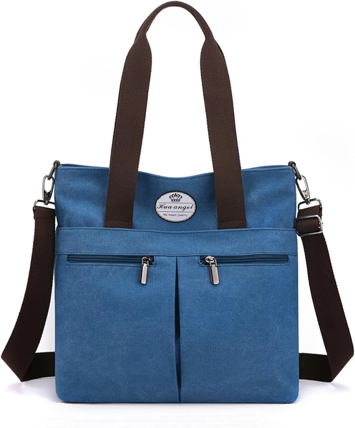 HUA ANGEL Women's Canvas Tote Bag Lightweight Crossbody Purse Multi-Pocket Durable Handbags for Work College Shopping Beach