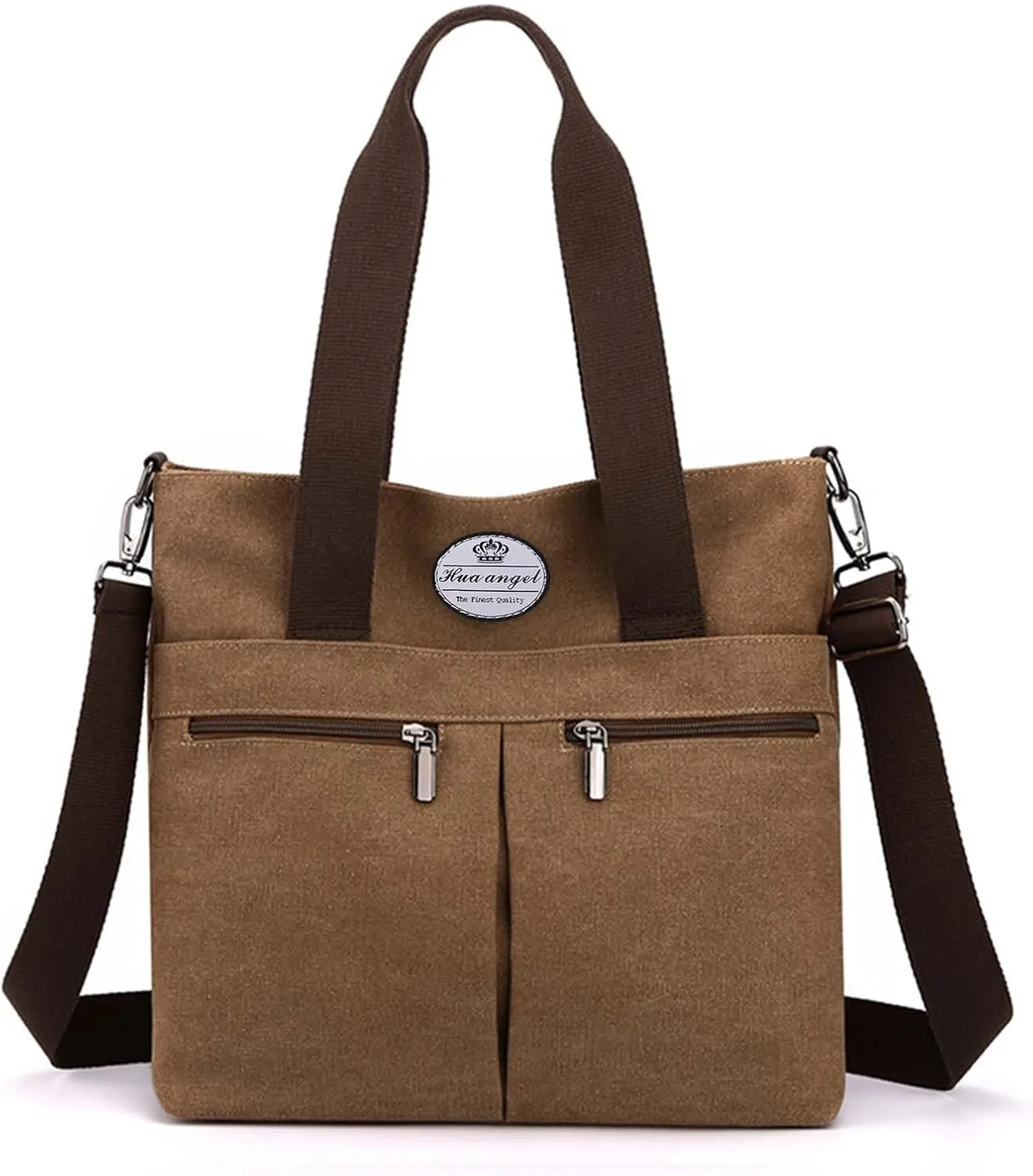 HUA ANGEL Women's Canvas Tote Bag Lightweight Crossbody Purse Multi-Pocket Durable Handbags for Work College Shopping Beach