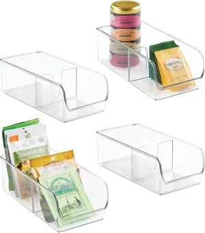 iDesign Divided Packet Organizer for Kitchen and Pantry Storage - Set of 4 - Clear