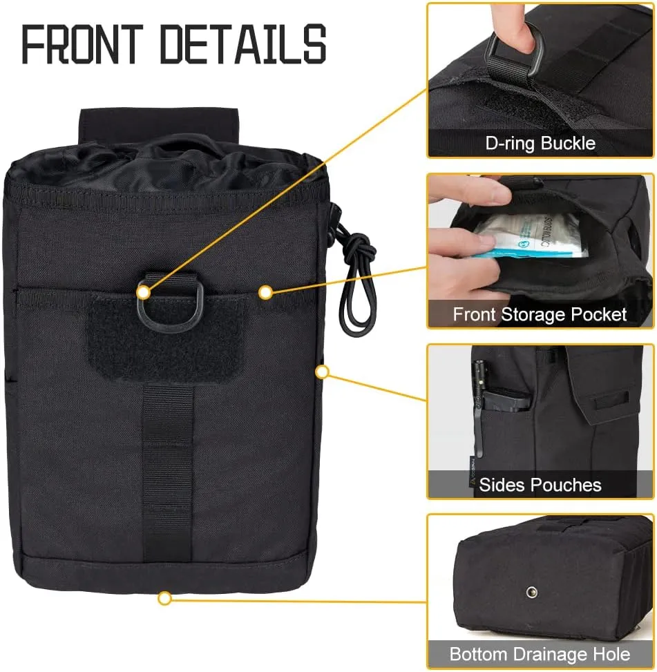 IDOGEAR Molle Dump Pouch Tactical Pouches Roll-up Drawstring Mag Pouches Foldable for Battle Belt Vest Plate Carrier Backpack Utility Folding Dump Pouch Waist Bag