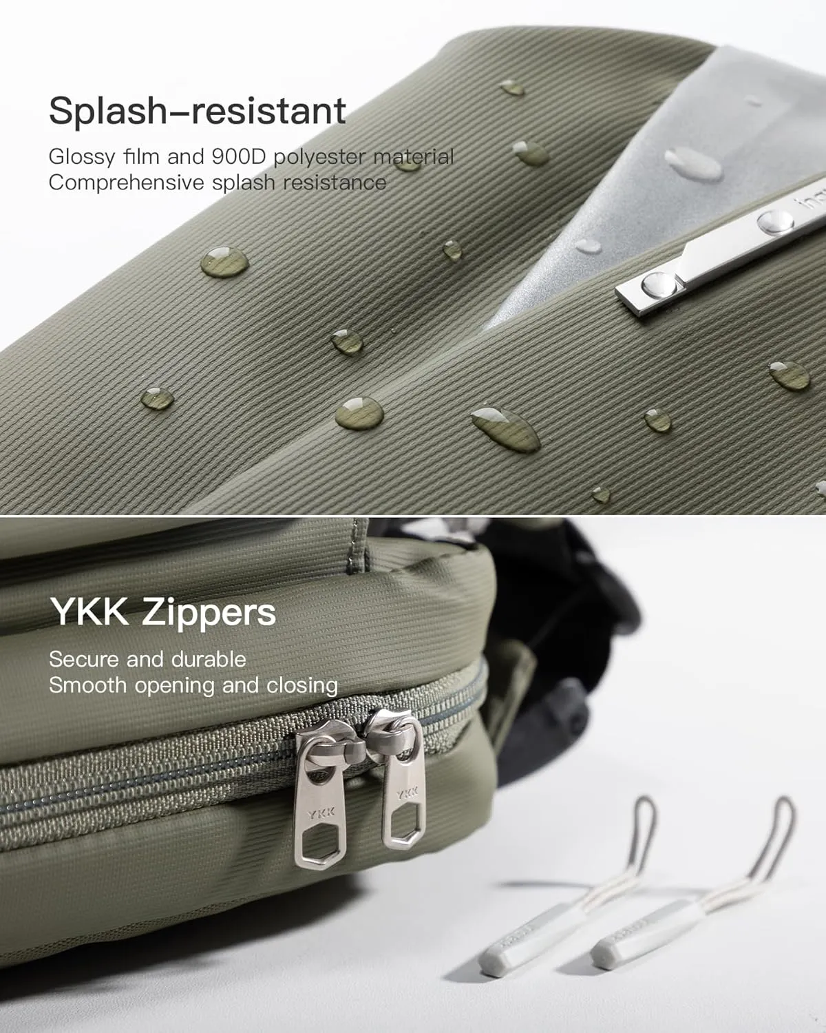 Inateck Sling Bag X, 4L Multi-pocket Crossbody Shoulder Chest Bag with Adjustable Shoulder Strap, Water-resistant Waist Fanny Pack for Men, Women, Travel, Daily Use, Cycling, Hiking, Olive, Large