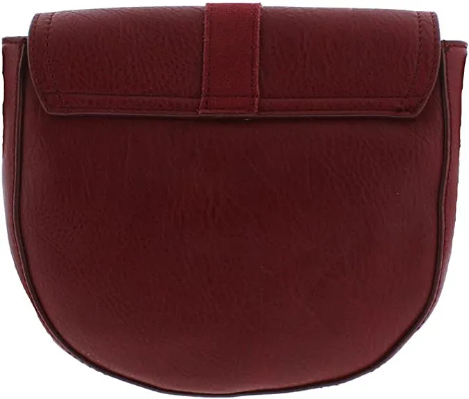 INC Womens Ella Leather Trim Tassel Saddle Bag Red Small