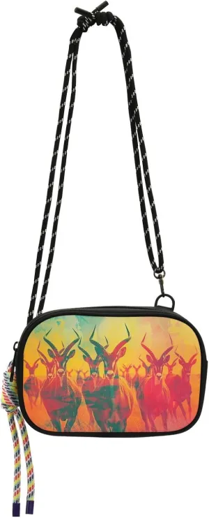 Ink Painting Antelope Red Sling Purse Crossbody Womens Trendy with Credit Card Slots Women's Shoulder Handbags Take a walk