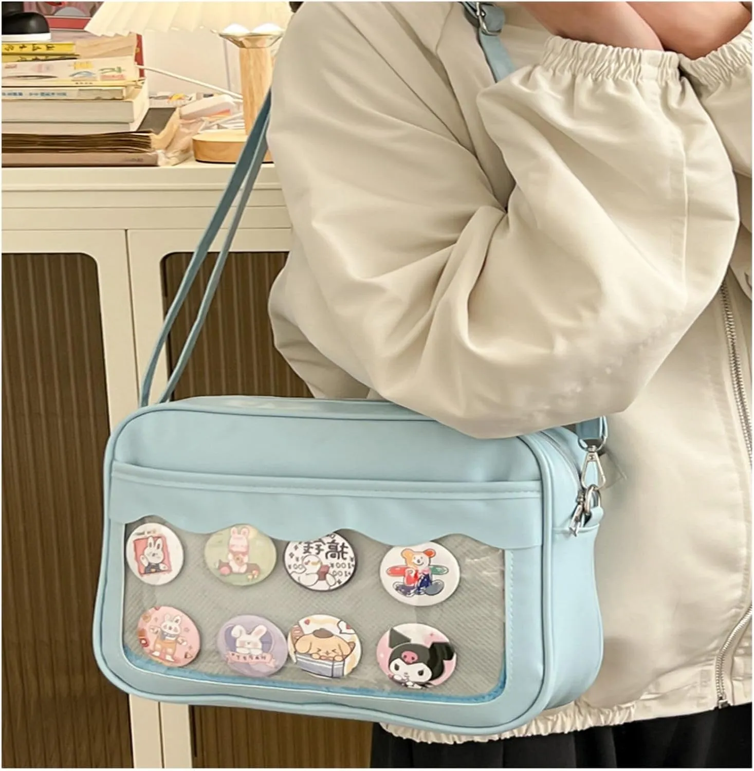 Ita Bag Storage Pin Crossbody Bag for Women Girls Gift, Pin Bag Shoulder Bag for Sports Pins, Memorial Pins, Travel Brooches