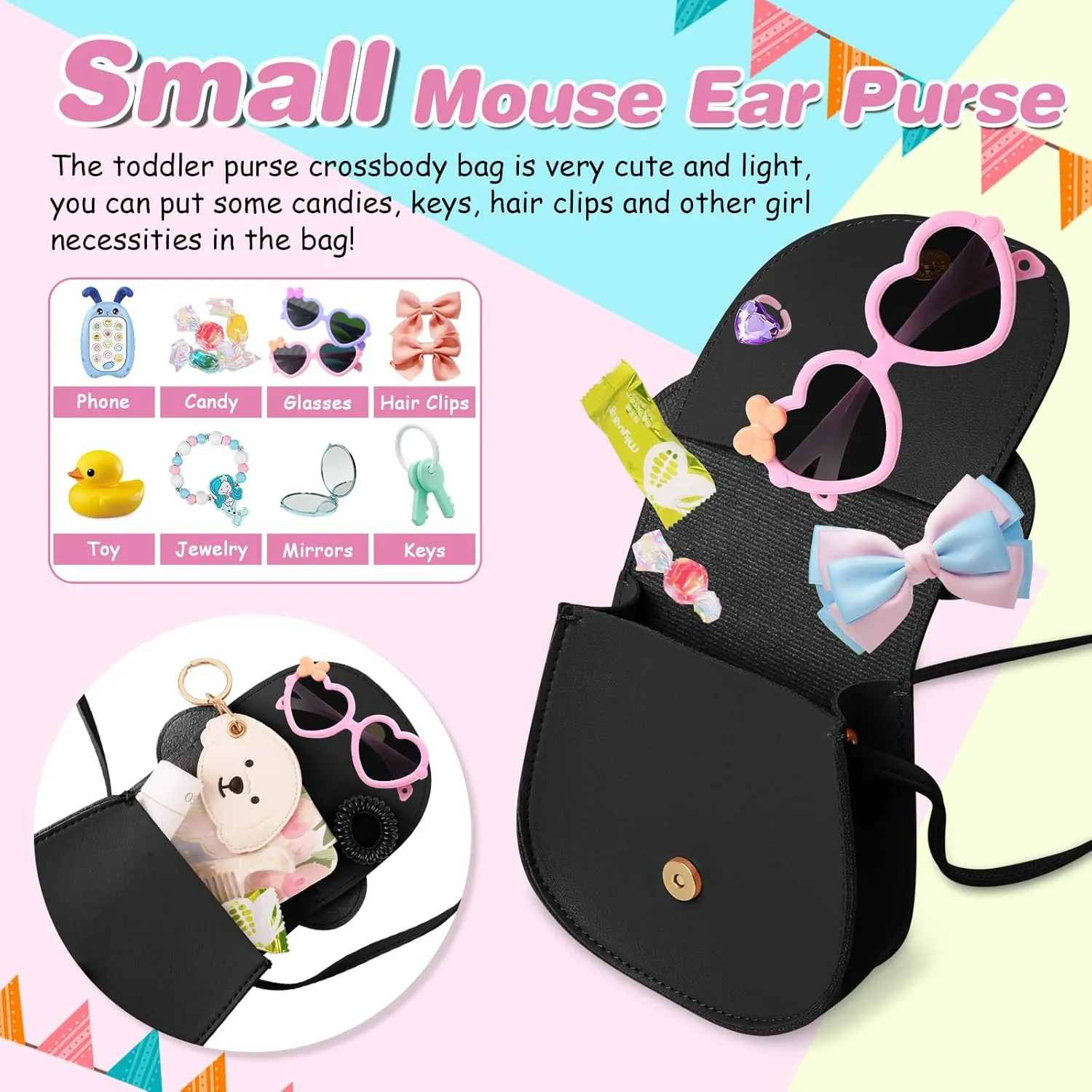 izuzta Toddler Purse Kids Wallets for Girls 1 2 3 4 5 6 7 8 9 Year Old Birthday Gift Cute Mini Mouse Purse Crossbody Purse