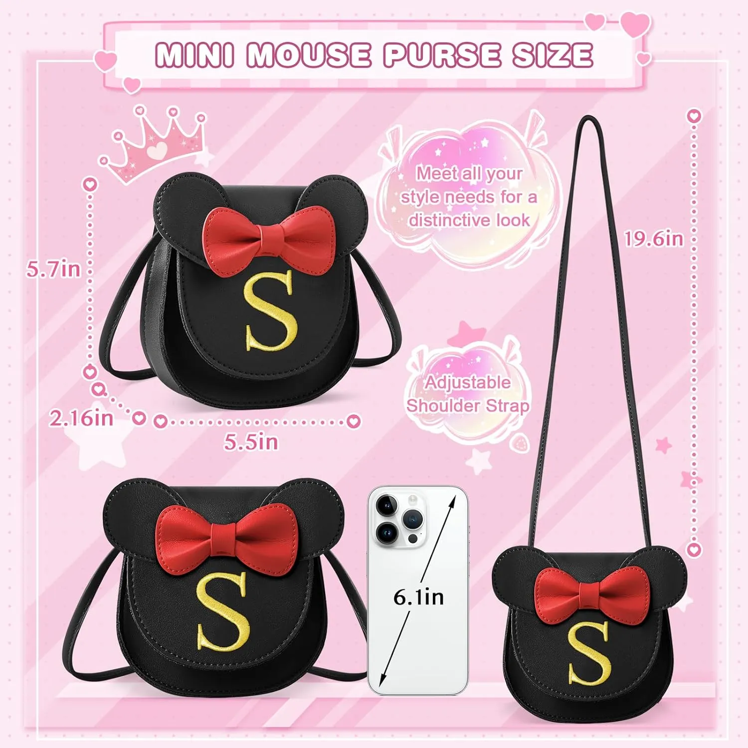 izuzta Toddler Purse Kids Wallets for Girls 1 2 3 4 5 6 7 8 9 Year Old Birthday Gift Cute Mini Mouse Purse Crossbody Purse