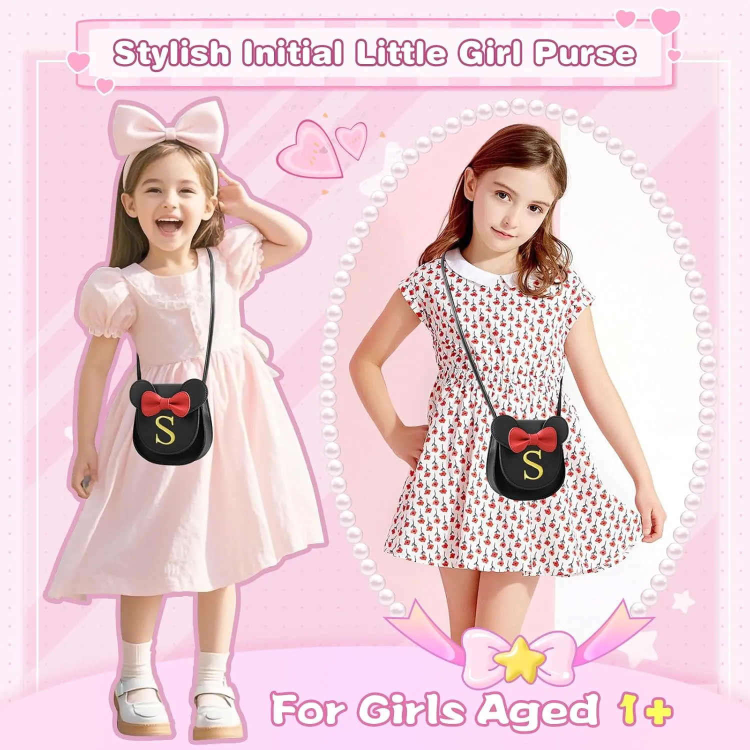 izuzta Toddler Purse Kids Wallets for Girls 1 2 3 4 5 6 7 8 9 Year Old Birthday Gift Cute Mini Mouse Purse Crossbody Purse