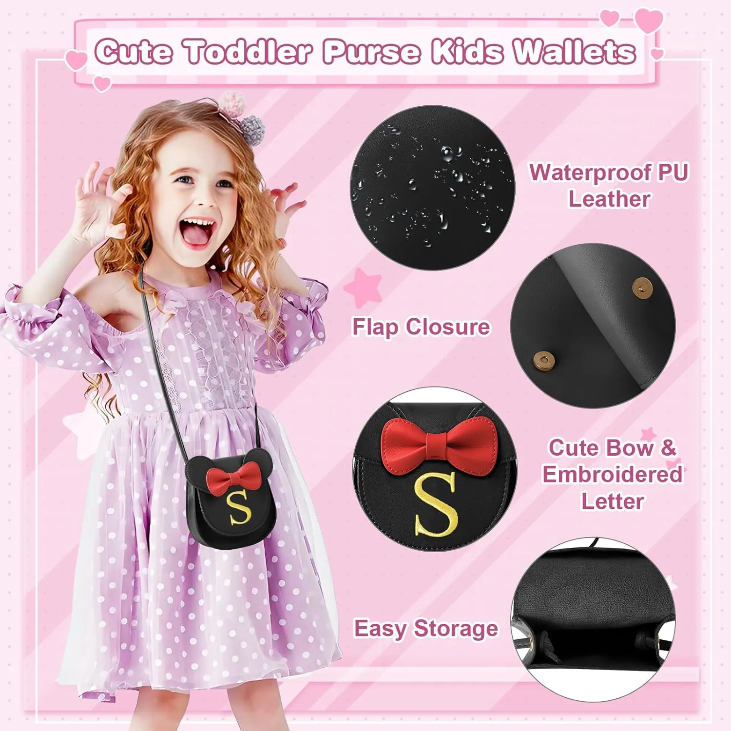 izuzta Toddler Purse Kids Wallets for Girls 1 2 3 4 5 6 7 8 9 Year Old Birthday Gift Cute Mini Mouse Purse Crossbody Purse