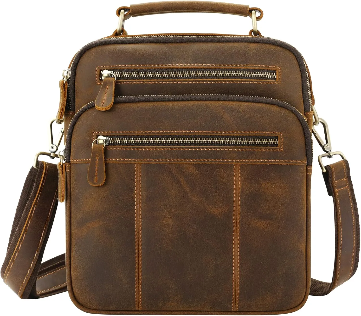 Jack&Chris Leather Man Purse Shoulder Bag,Small Mens Crossbody Messenger Bags for Work,Men Satchel Handbag…