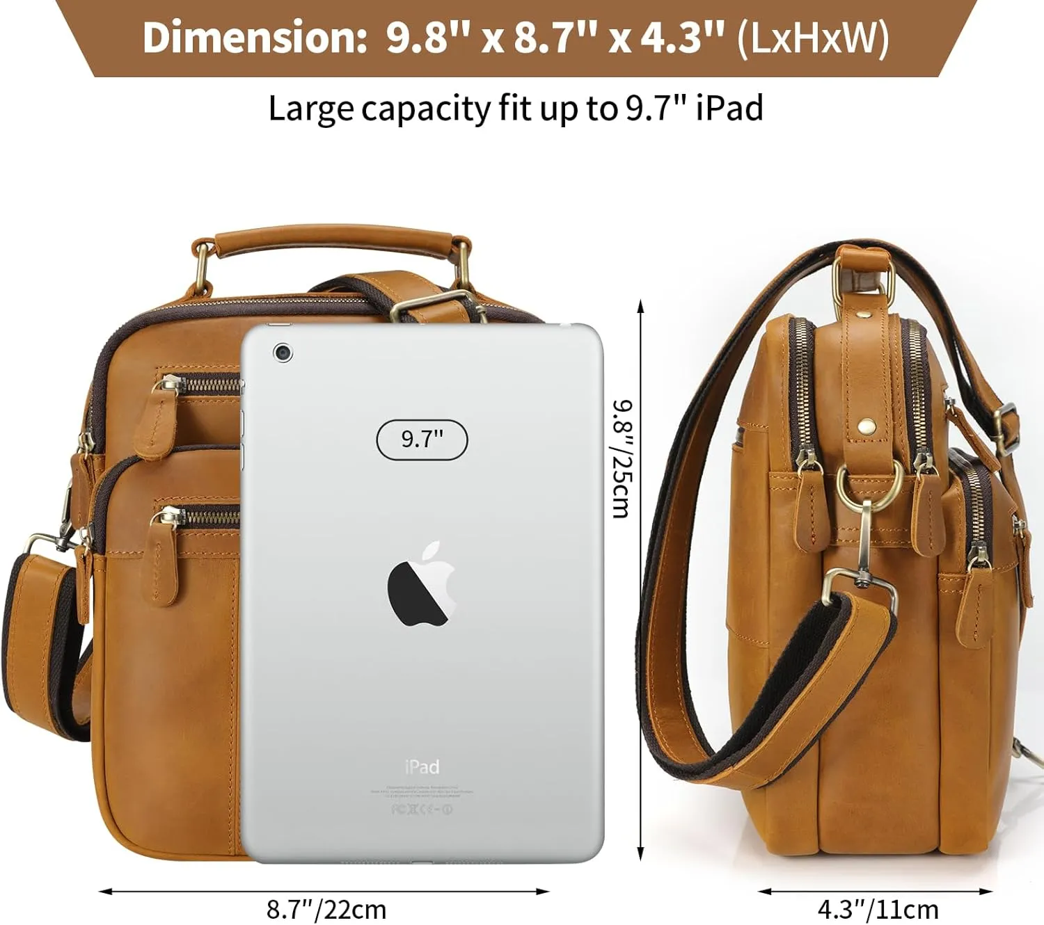 Jack&Chris Leather Man Purse Shoulder Bag,Small Mens Crossbody Messenger Bags for Work,Men Satchel Handbag…