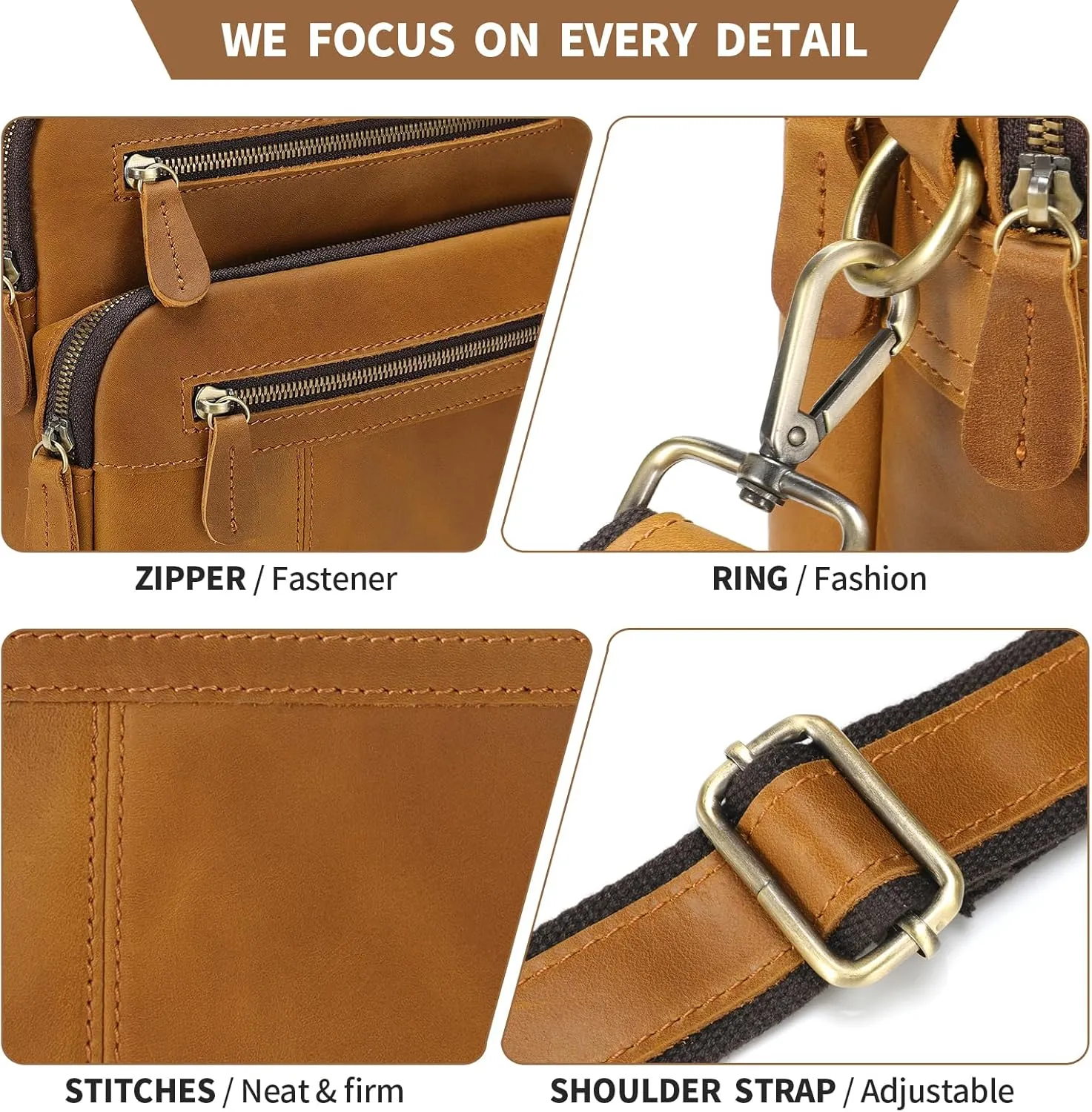 Jack&Chris Leather Man Purse Shoulder Bag,Small Mens Crossbody Messenger Bags for Work,Men Satchel Handbag…