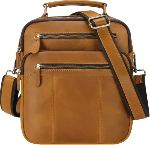 Jack&Chris Leather Man Purse Shoulder Bag,Small Mens Crossbody Messenger Bags for Work,Men Satchel Handbag…