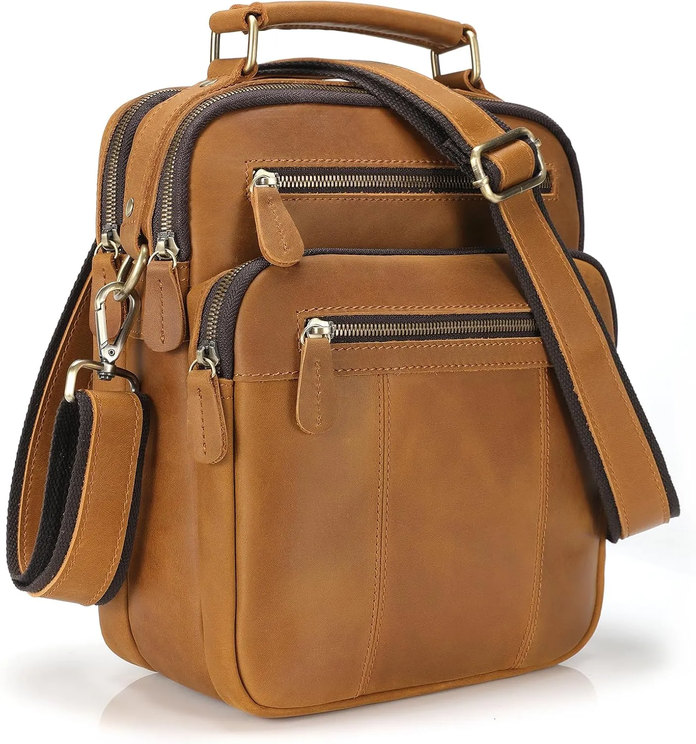 Jack&Chris Leather Man Purse Shoulder Bag,Small Mens Crossbody Messenger Bags for Work,Men Satchel Handbag…