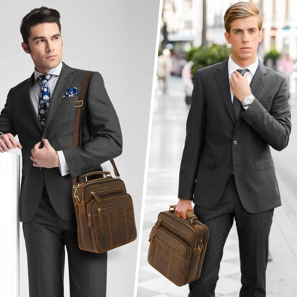 Jack&Chris Leather Man Purse Shoulder Bag,Small Mens Crossbody Messenger Bags for Work,Men Satchel Handbag…
