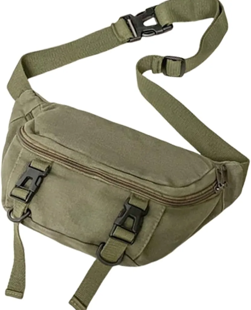 Japanese Canvas Crossbody Purse Chest Bag For Men And Women Versatile Black Shoulder Pack Adjustable Strap
