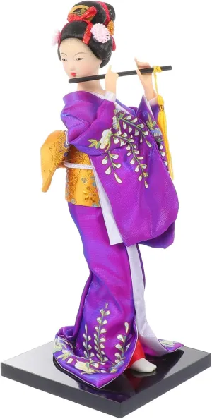 Japanese Kimono Geisha Doll Female Kimono Doll Geisha Figurine with Fan Collectible Figurine Home Table Decoration