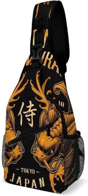 Japanese Koi Fish Sling Bag for Women Men Crossbody Shoulder Bag with Anti Theft,Multipurpose Chest Bag for Travel,Hiking,Cycling,Camping