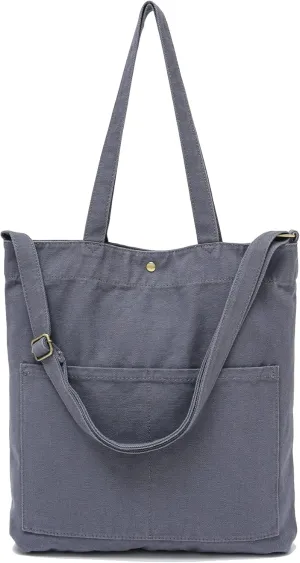 Jeelow Canvas Shoulder Tote Weekender Bag Handbag Purse Double Handles For Men Women