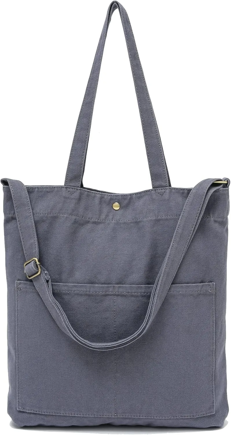 Jeelow Canvas Shoulder Tote Weekender Bag Handbag Purse Double Handles For Men Women
