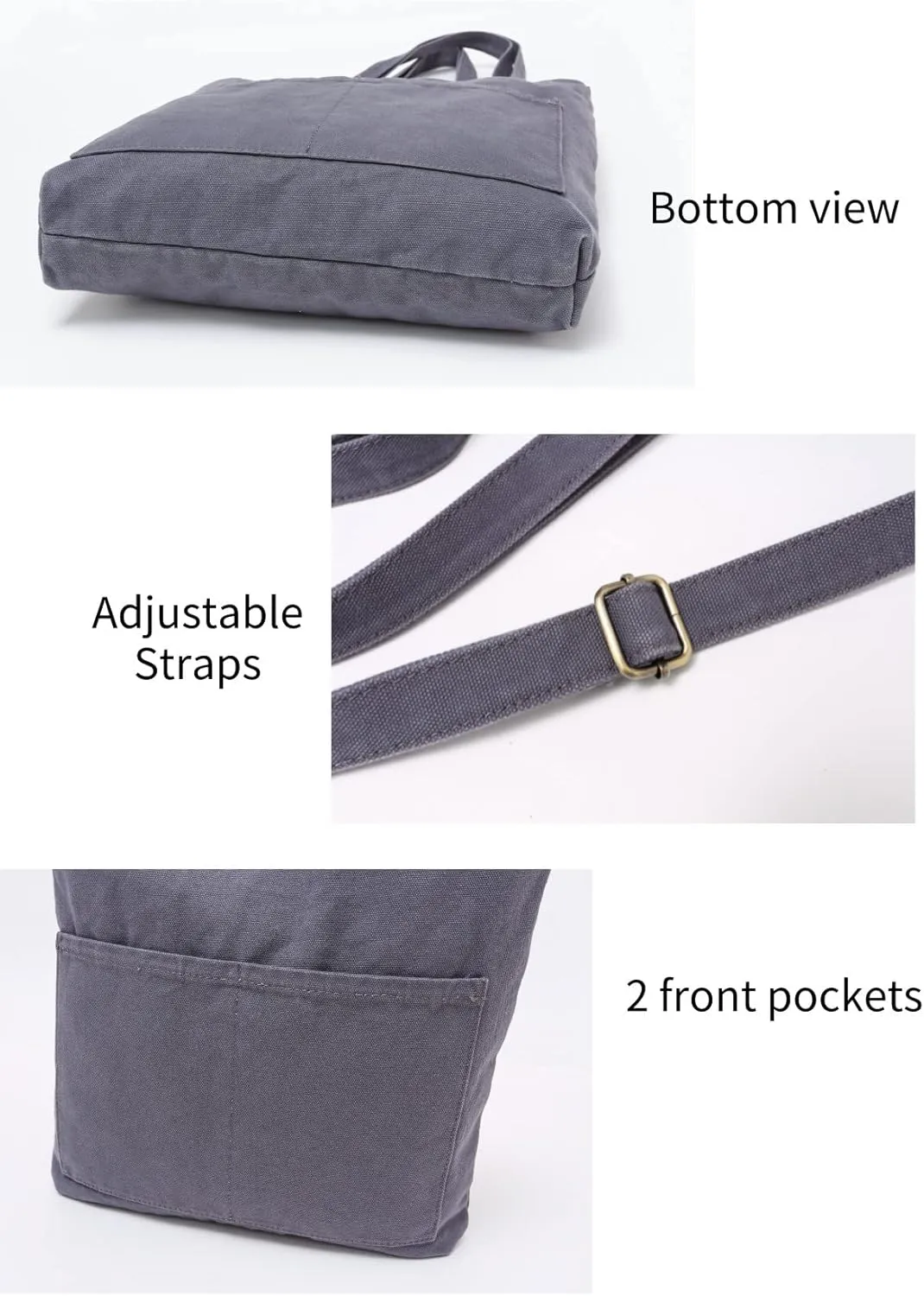 Jeelow Canvas Shoulder Tote Weekender Bag Handbag Purse Double Handles For Men Women