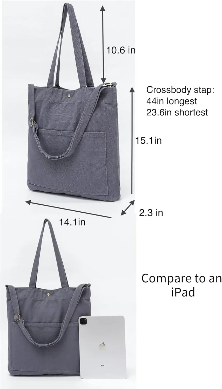 Jeelow Canvas Shoulder Tote Weekender Bag Handbag Purse Double Handles For Men Women