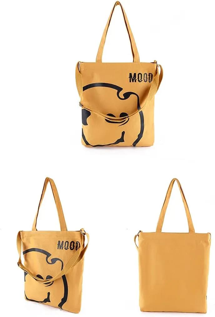 Jeelow Canvas Tote HandBag Crossbody Shoulder Bag With Zipper For Men & Women