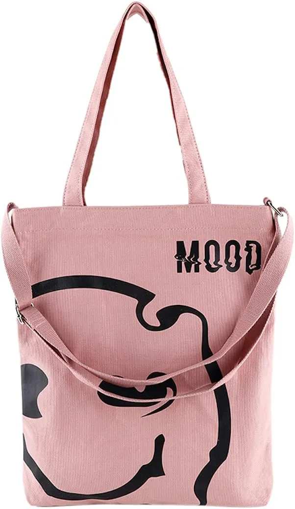 Jeelow Canvas Tote HandBag Crossbody Shoulder Bag With Zipper For Men & Women