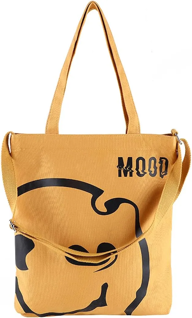 Jeelow Canvas Tote HandBag Crossbody Shoulder Bag With Zipper For Men & Women