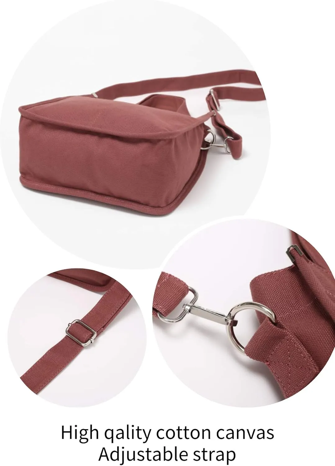 Jeelow Small Canvas Tote Handbag Shoulder Crossbody Bag Purse With Zipper & Pockets For Men & Women