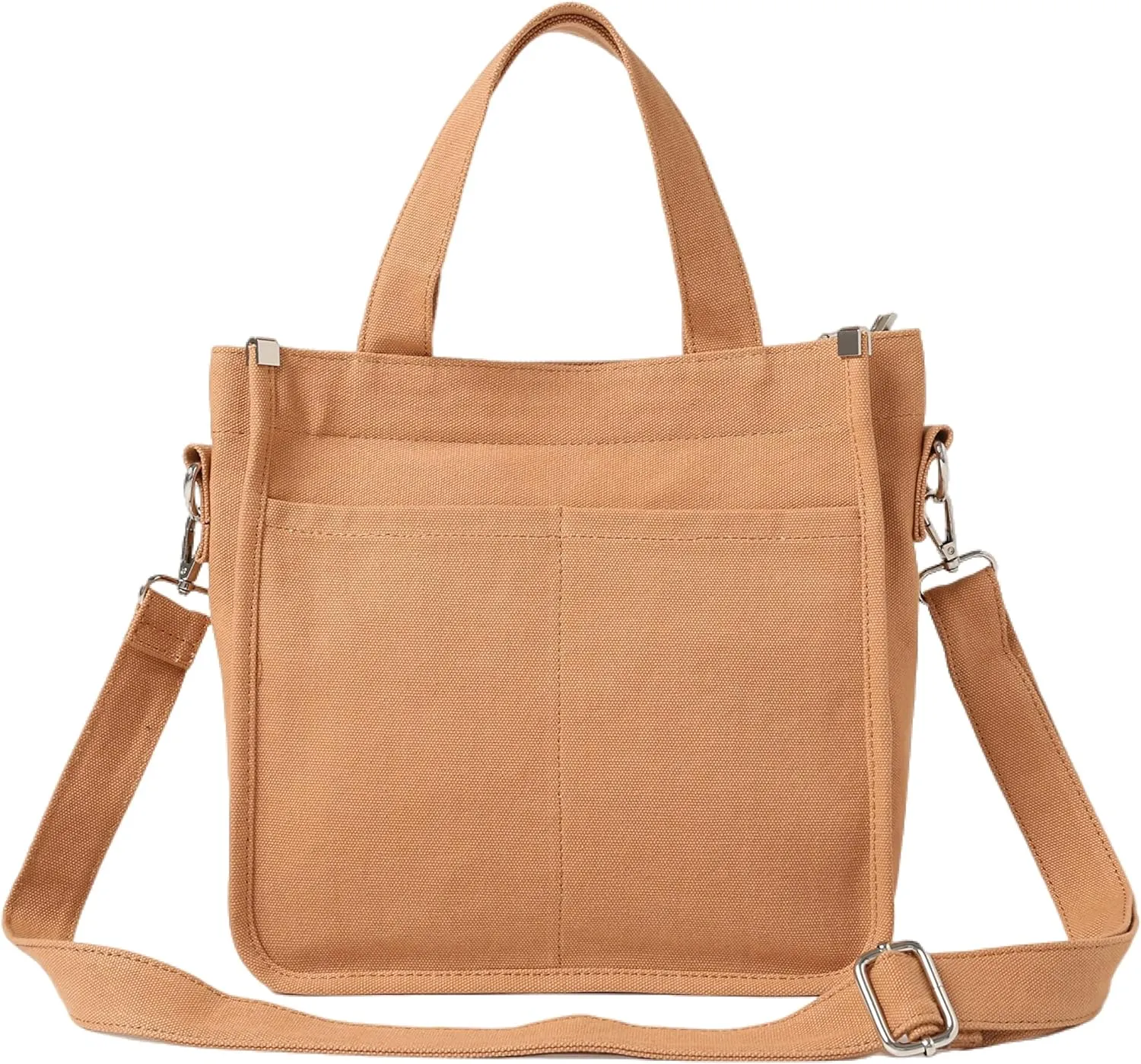 Jeelow Small Canvas Tote Handbag Shoulder Crossbody Bag Purse With Zipper & Pockets For Men & Women