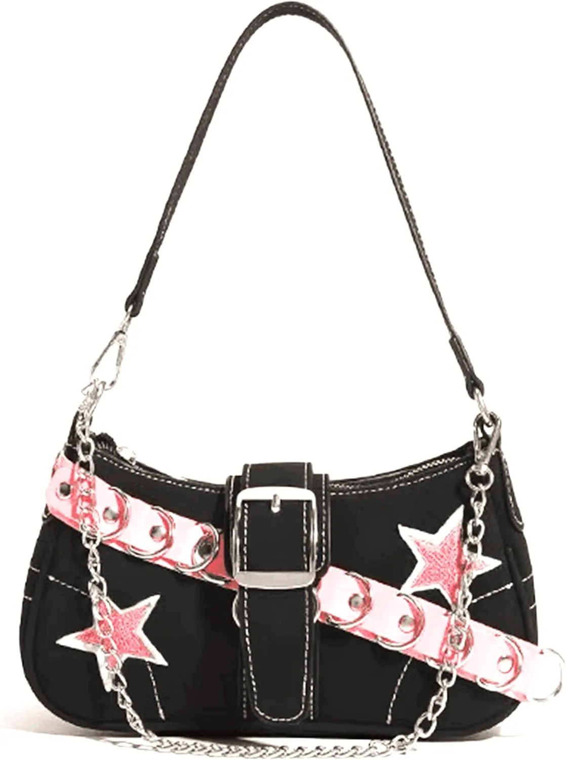 JeVenis Y2K Punk Gothic Crossbody Bag for Women - Black Leather Handbag - Daily Use, Casual Events - Birthday, Christmas Gift
