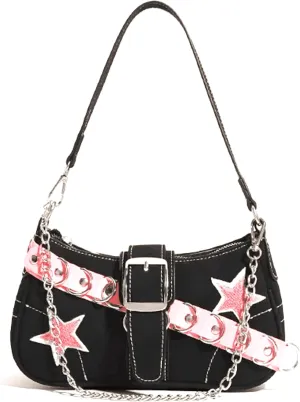 JeVenis Y2K Punk Gothic Crossbody Bag for Women - Black Leather Handbag - Daily Use, Casual Events - Birthday, Christmas Gift