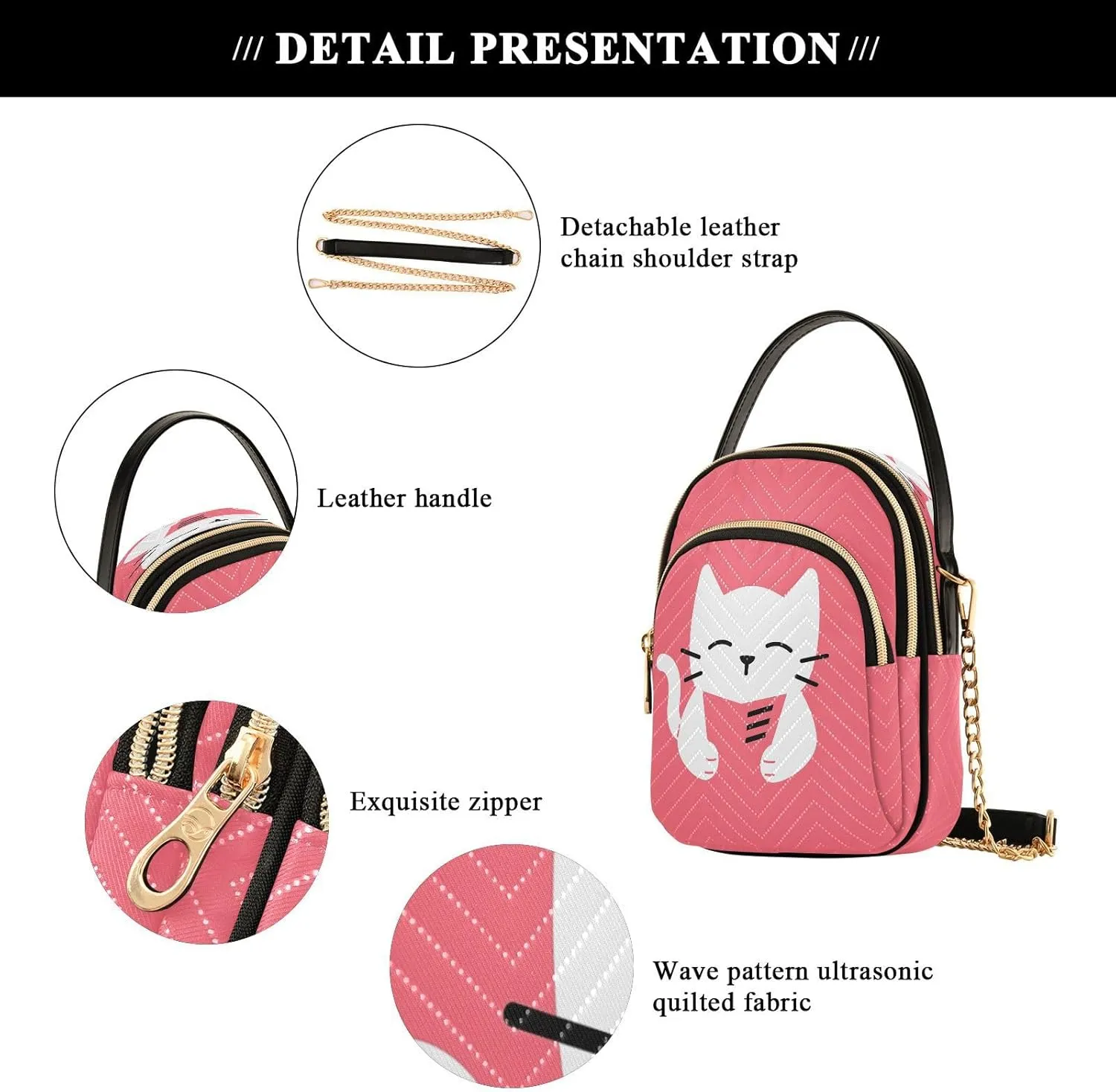 JSTEL Small Crossbody Bag for Women with Compartments,Long Strap Crossbody Purse Polyester Phone Purse Wallet