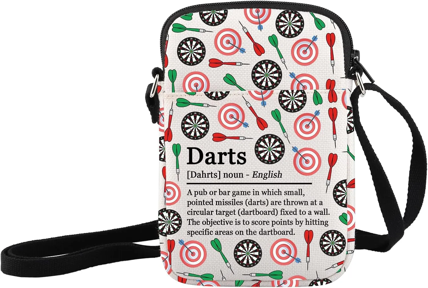 JXGZSO Dart Definition Crossbody Bag Funny Darts Gift Darts Player Gift Darts Game Lover Gift Dartboard Paint Shoulder Bag