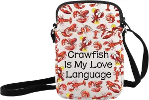JXGZSO Funny Lobster Gift Crawfish Is My Love Language Lobster Crossbody Bag With Zipper Crawfish Lover Gifts Foodie Gifts