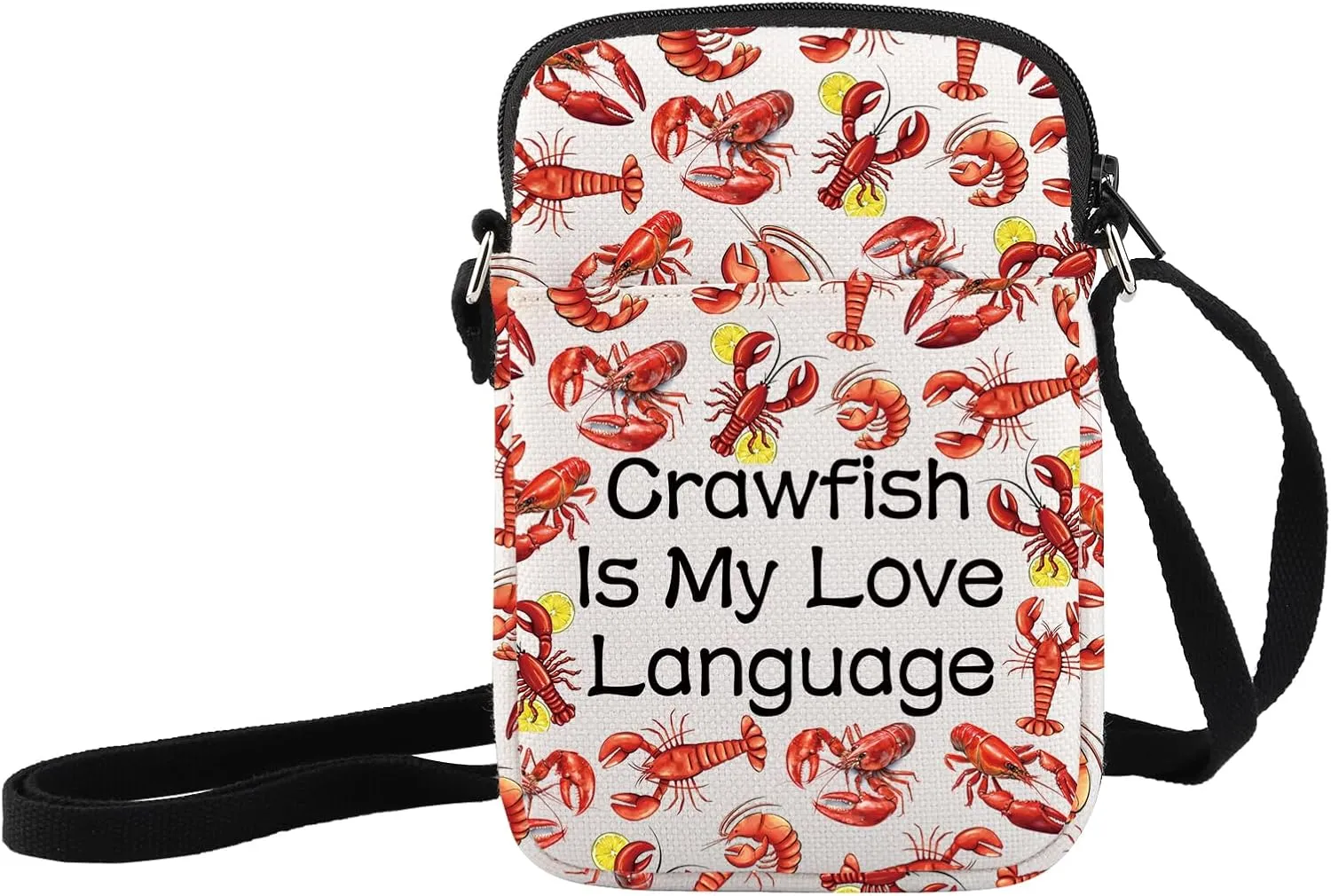 JXGZSO Funny Lobster Gift Crawfish Is My Love Language Lobster Crossbody Bag With Zipper Crawfish Lover Gifts Foodie Gifts