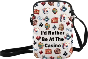 JXGZSO Gambler Gift I'd Rather Be At The Casino Crossbody Bag Lucky Dice Shoulder Bag