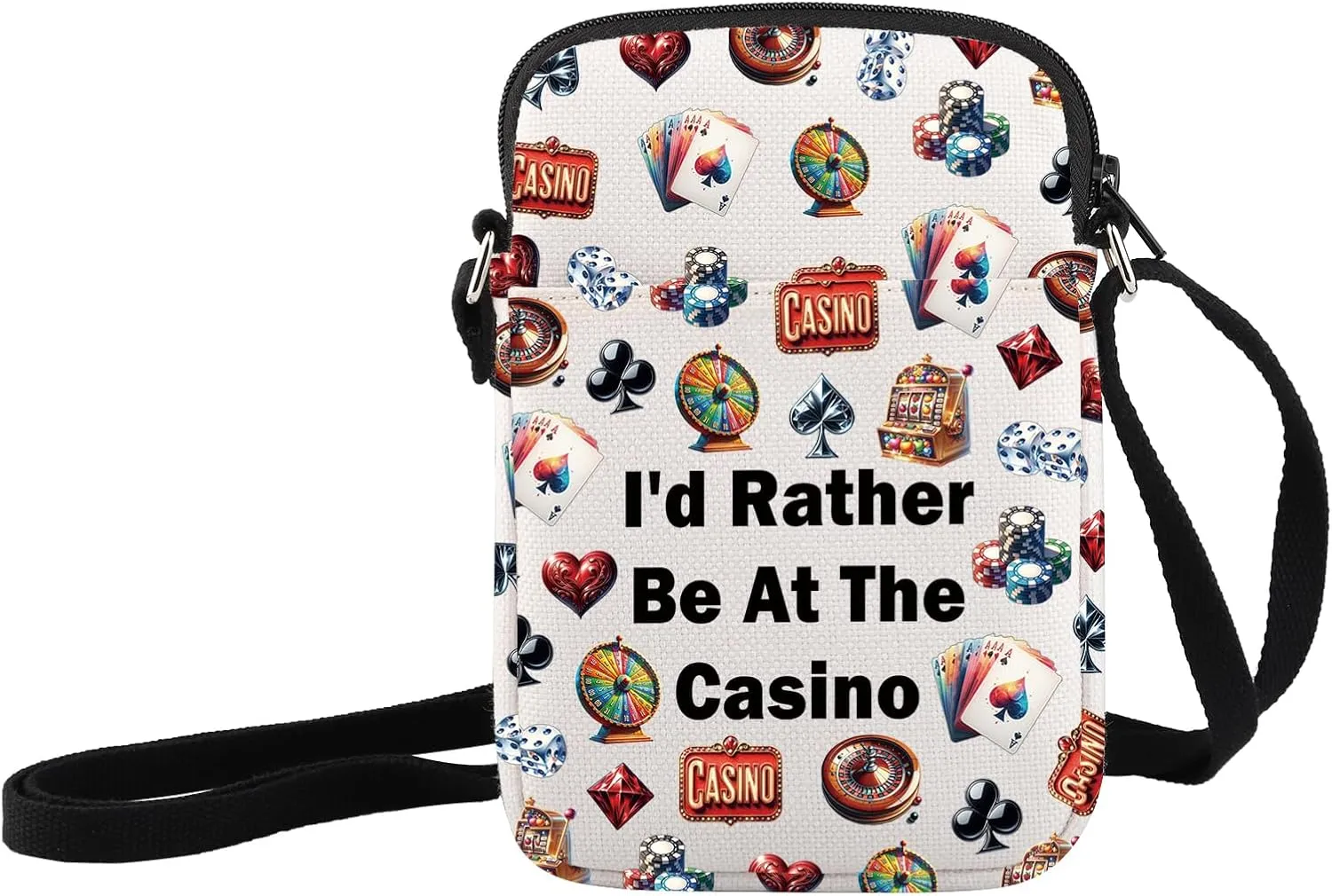 JXGZSO Gambler Gift I'd Rather Be At The Casino Crossbody Bag Lucky Dice Shoulder Bag
