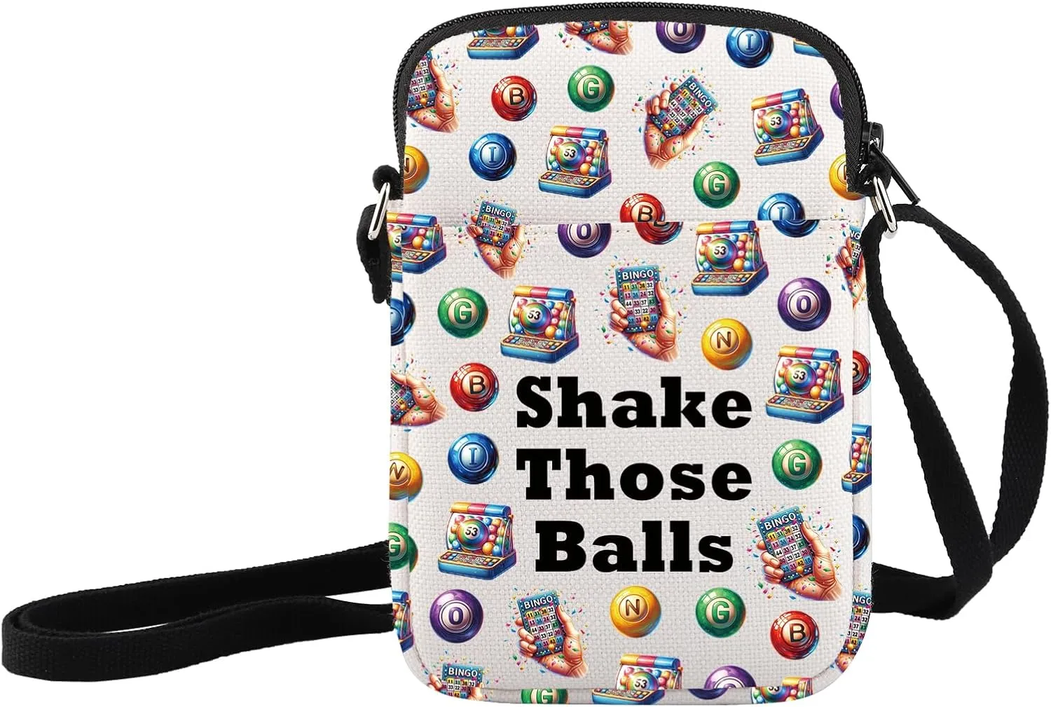 JXGZSO Shake Those Balls Crossbody Bag Lucky B Shoulder Bag Game Lover Gift Gambling Gift (Shake Those Balls Crossbody Bag)