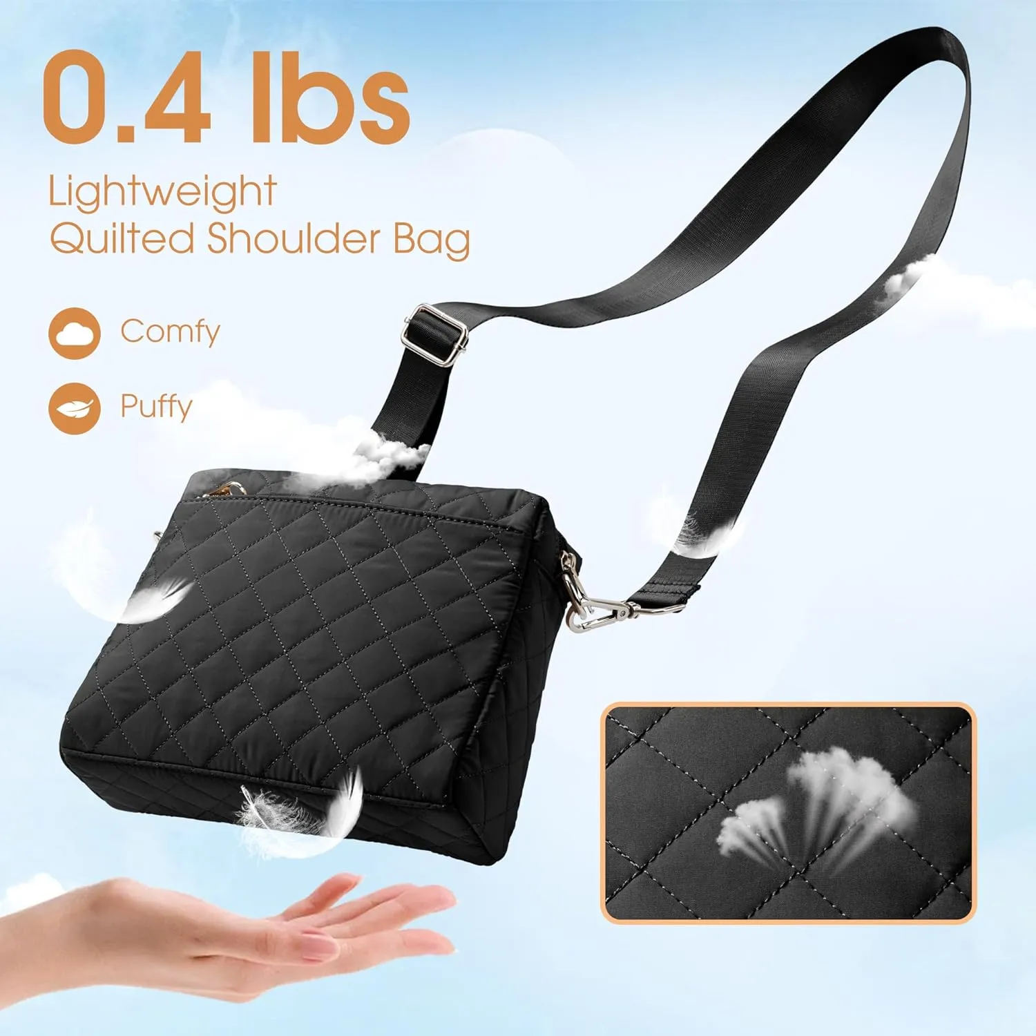 KALIDI Small Women's Crossbody Handbags Quilted Crossbody Bags for Women Ladies Lightweight Puffer Shoulder Purse