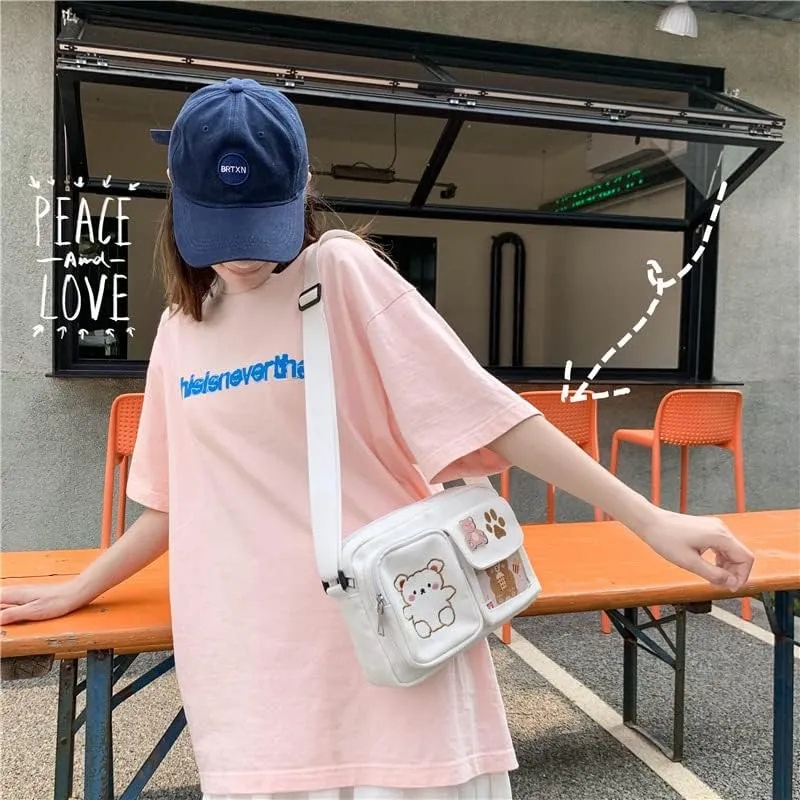 Kawaii Crossbody Bag Cute Wallet Purse Canvas Shoulder Bag for Women Small Messenger Bag