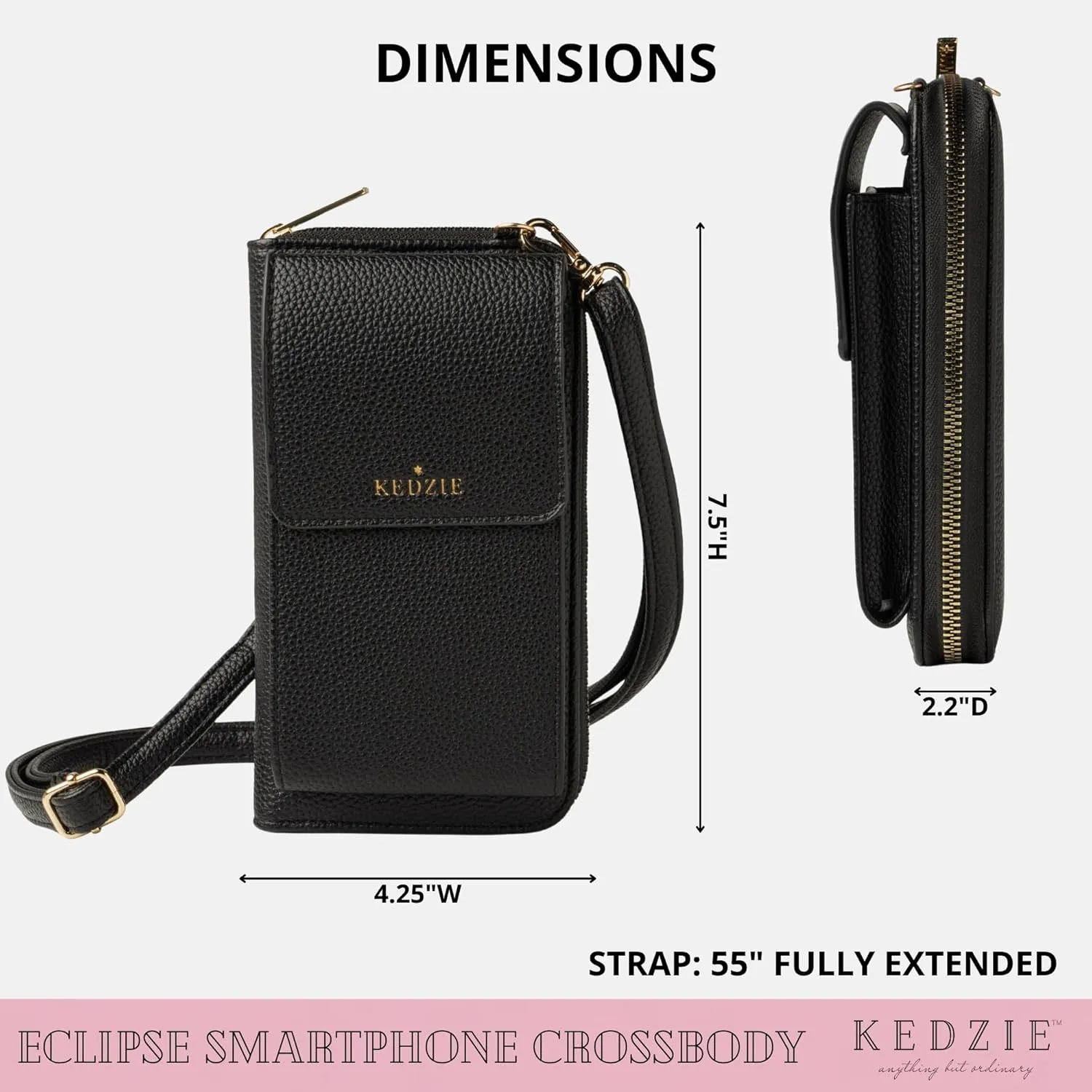 KEDZIE Eclipse Smartphone Crossbody Bag Chic Women's Fashion Bag Versatile and Stylish