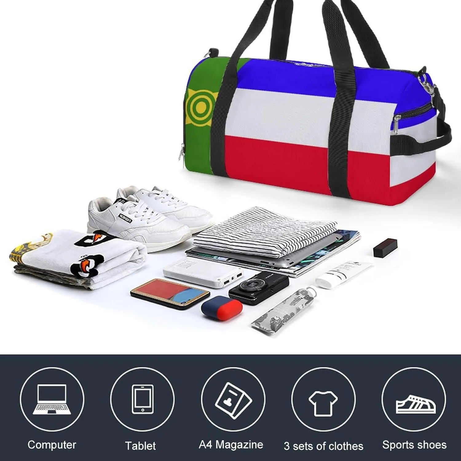 Khakassia Flag Gym Bag with Shoe Compartment and Wet Pocket Travel Duffel for Sports