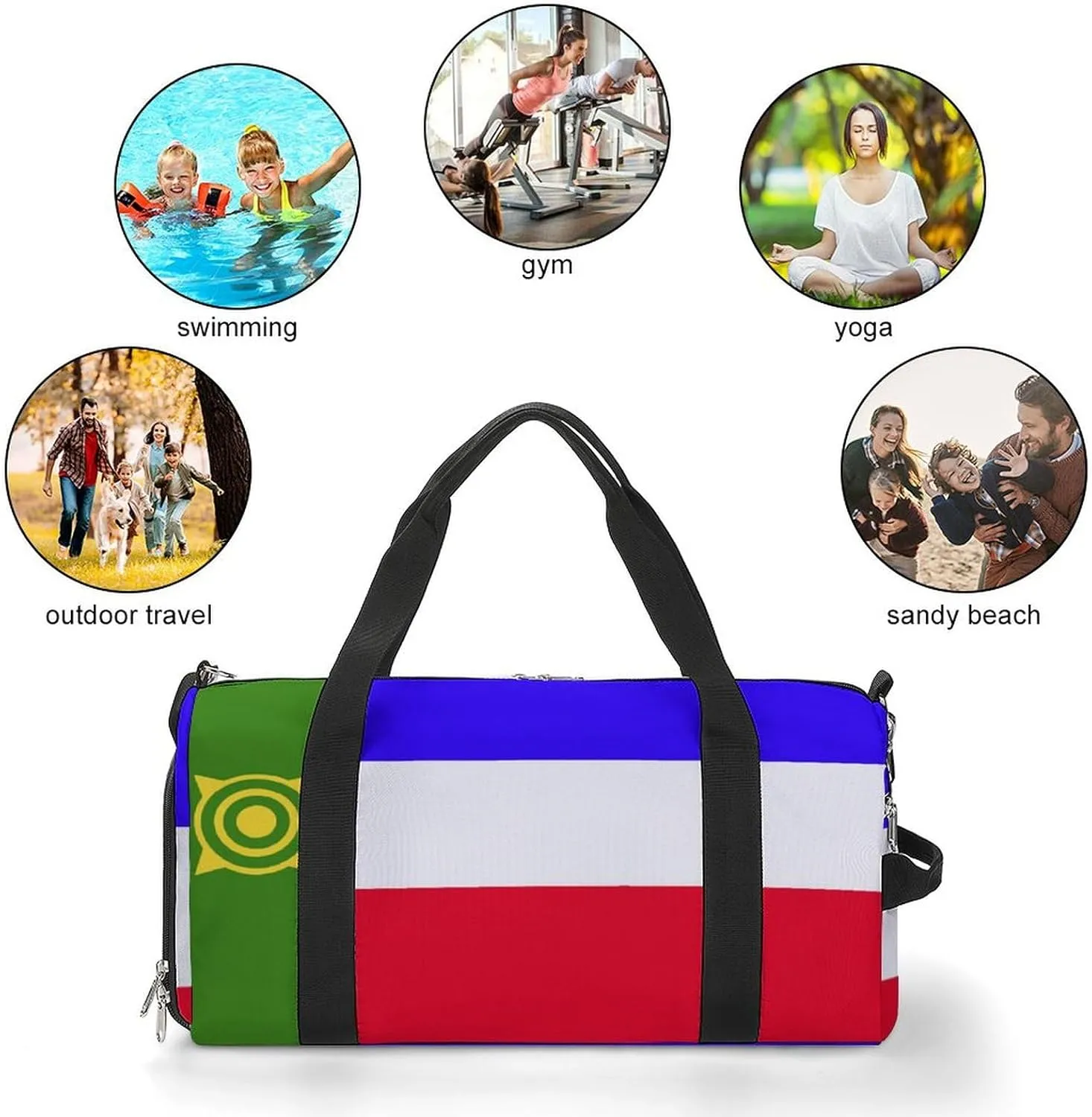 Khakassia Flag Gym Bag with Shoe Compartment and Wet Pocket Travel Duffel for Sports