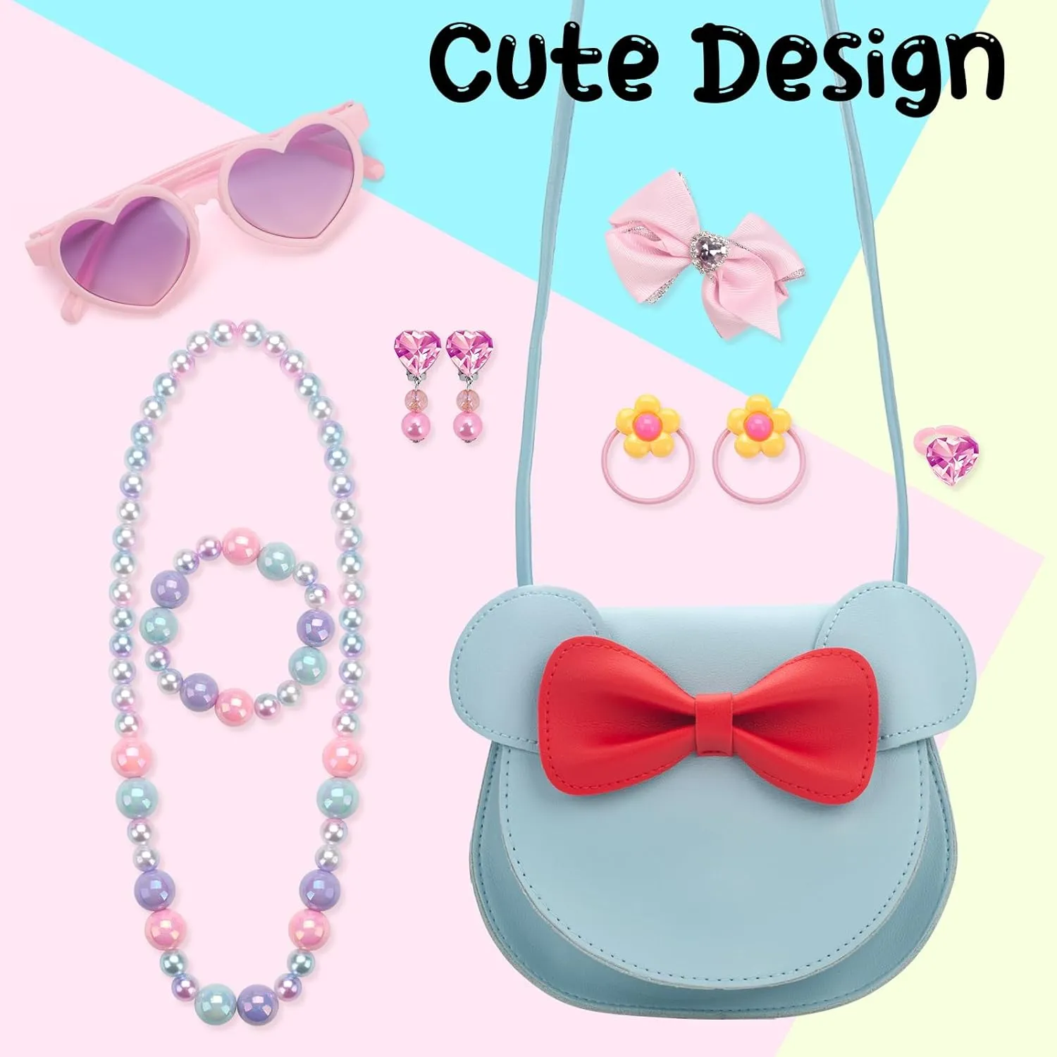 Kids Purse Toddler Gifts for Girls, Cute Little Girls Purse Mouse Ear Crossbody Bag, Princess Handbags for Age 3-14